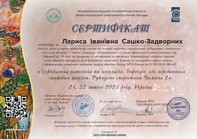 Сашко-Задворних Лариса Іванівна certificate