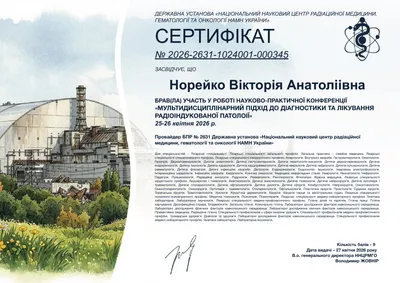 Норейко Вікторія Анатоліївна certificate